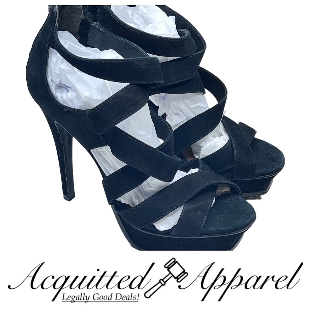 Studio Pour Andre Suede Platform Stiletto Heel Zipper Sandals